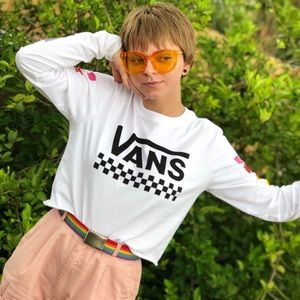 Rainbow/Pride Vans long sleeve crop top.